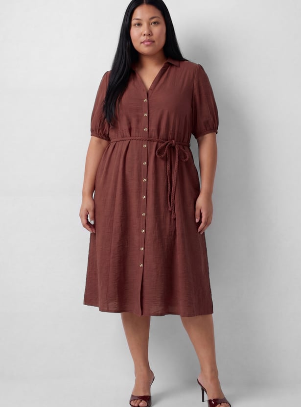 Women Solid Shirt Dress