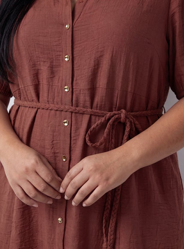 Women Solid Shirt Dress