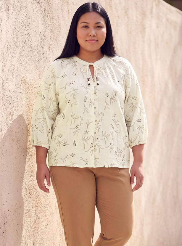 Women Embroidered Raglan Sleeves Top