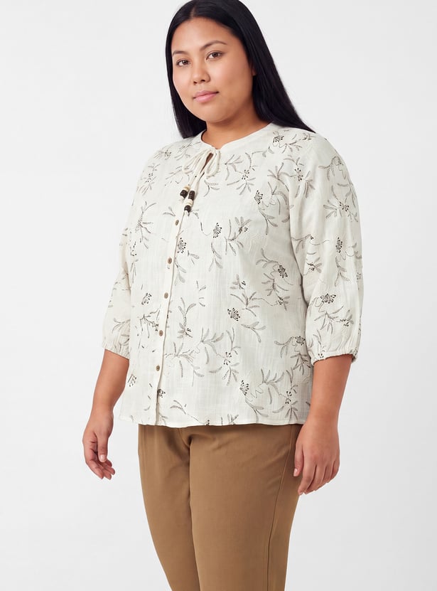 Women Embroidered Raglan Sleeves Top