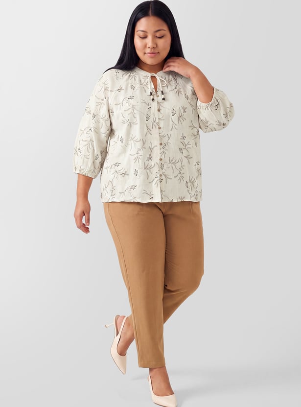 Women Embroidered Raglan Sleeves Top