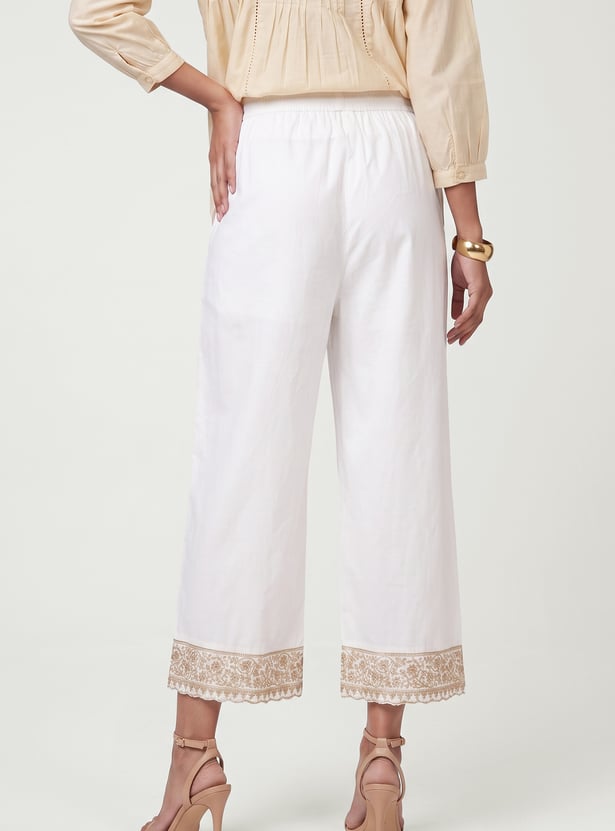 Women Embroidered Hem Palazzos