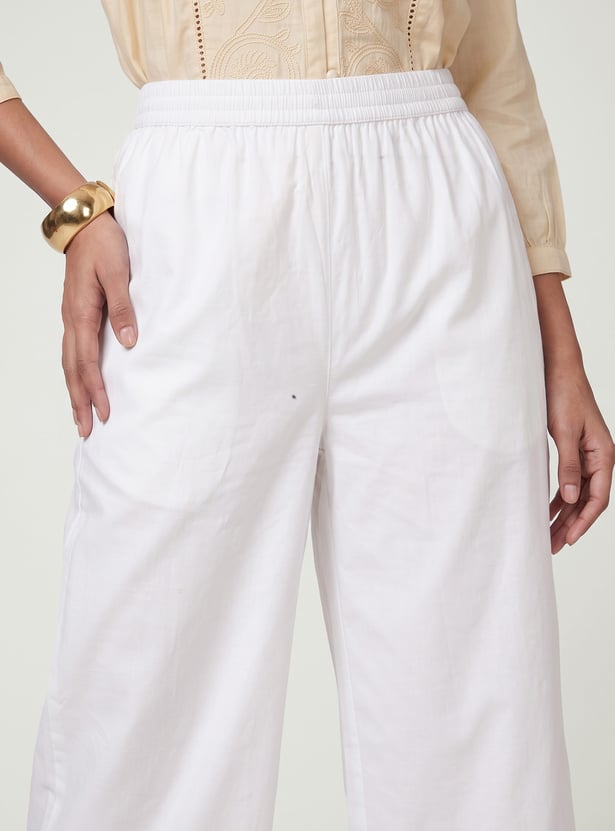 Women Embroidered Hem Palazzos