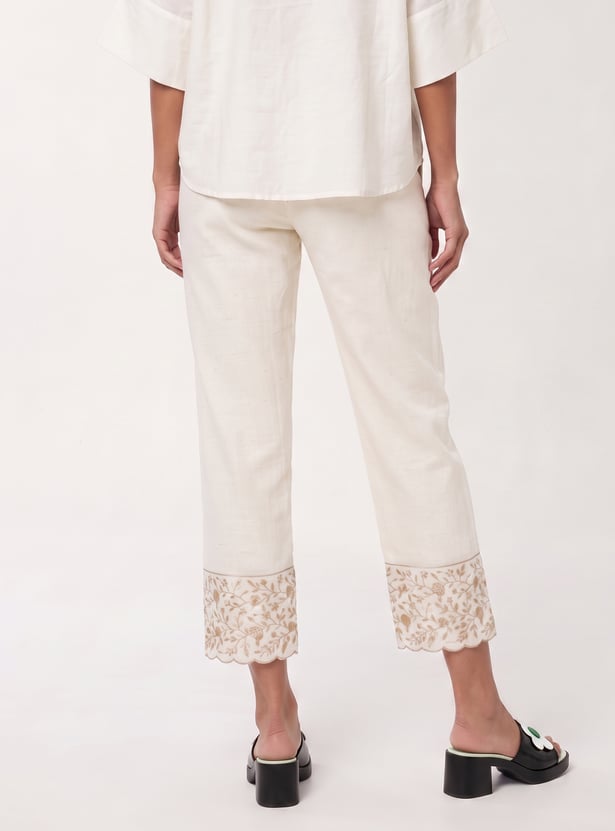 Women Embroidered Hemline Pants