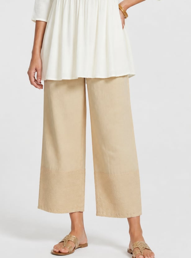 Women Embroidered Hem Palazzos