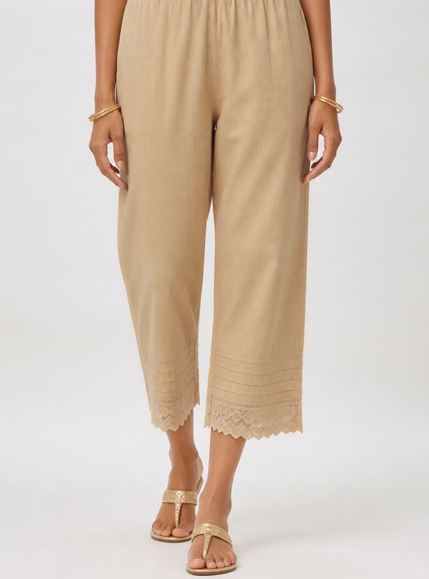 Women Lace Hem Palazzos