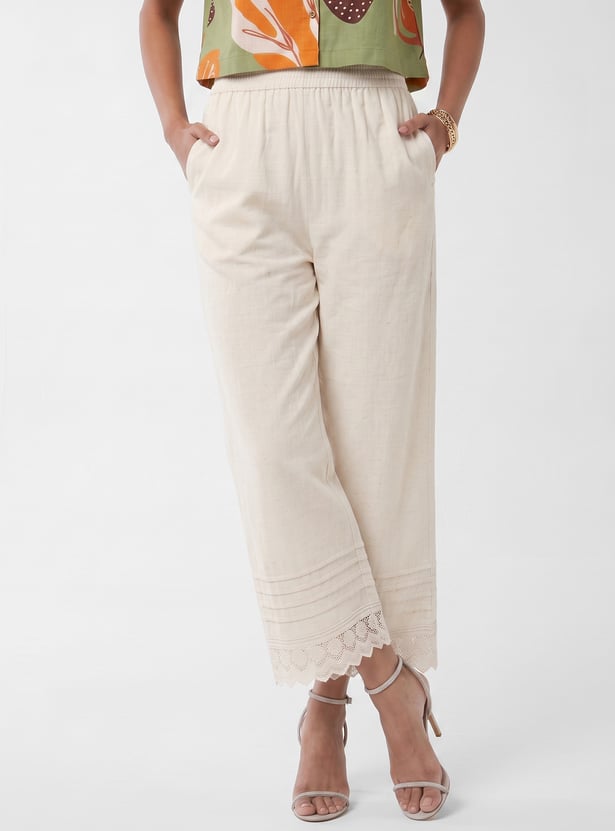 Women Lace Hem Palazzos