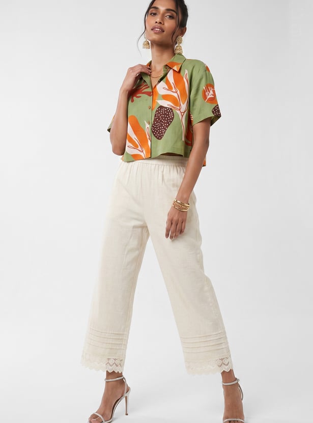 Women Lace Hem Palazzos