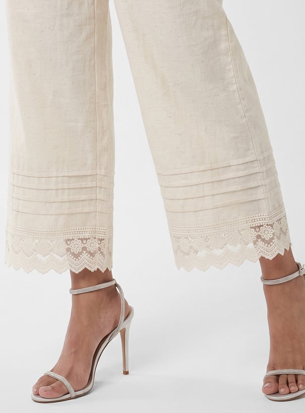 Women Lace Hem Palazzos