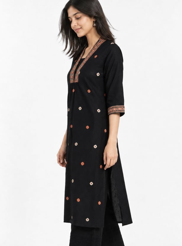 Women Embroidered Straight Kurta