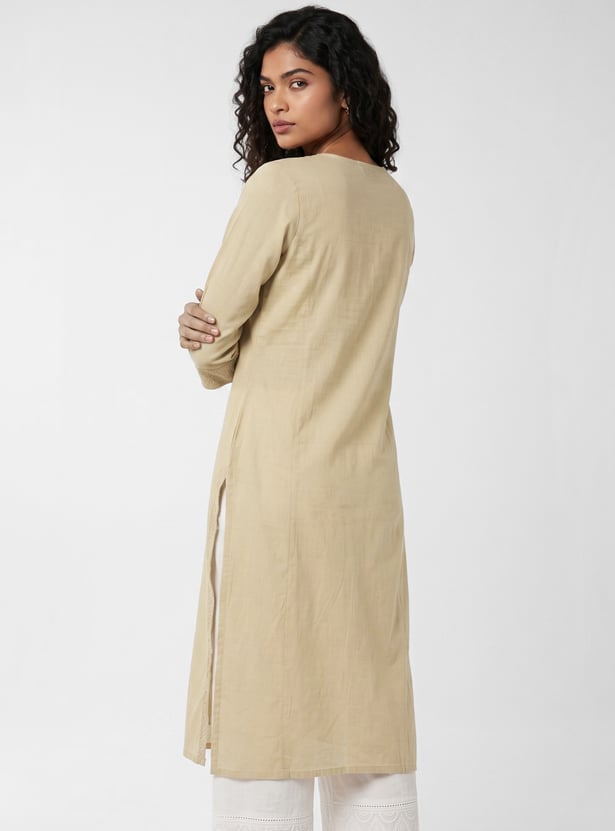 Women Embroidered Straight Kurta