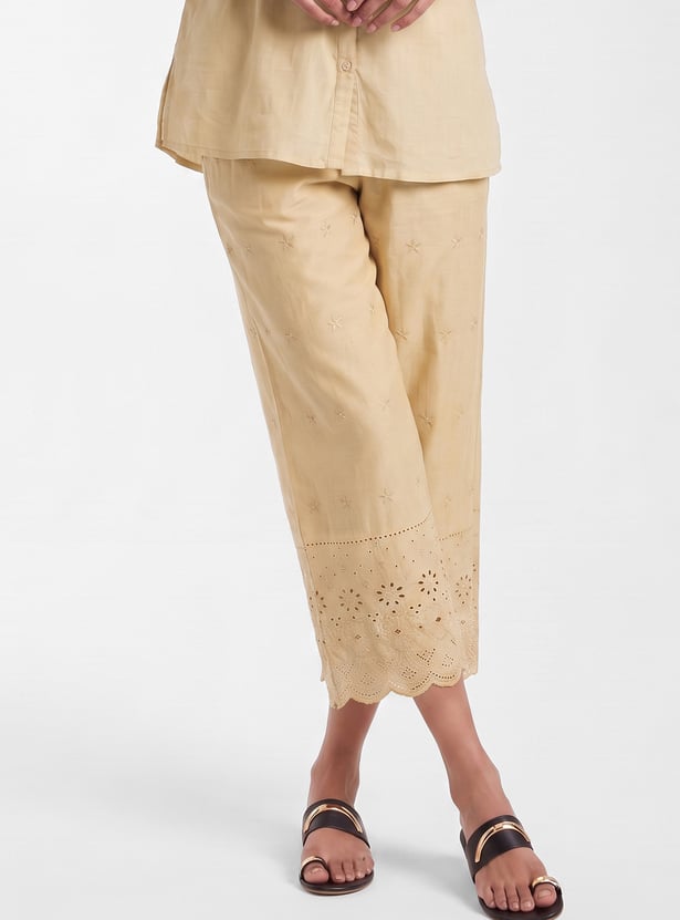 Women Embroidered Hem Palazzos