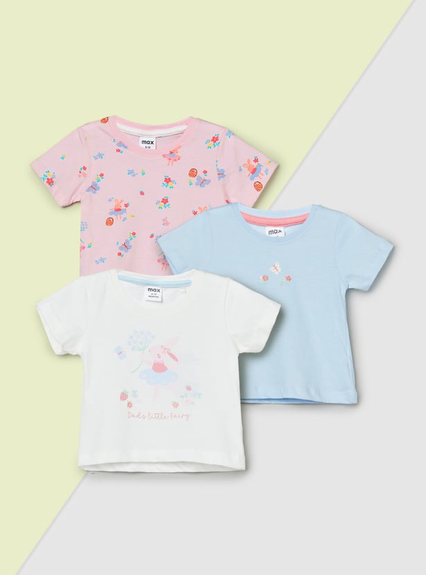 Girls Printed T-shirts - Pack of 3