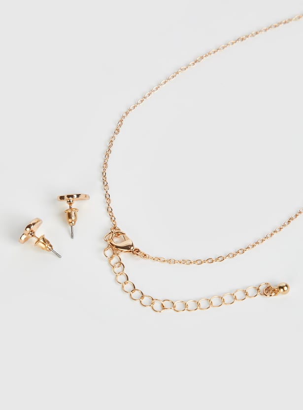 Girls Heart Butterfly Necklace Set with Bracelet