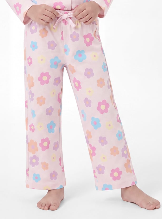 Girls Floral Print PJ Set