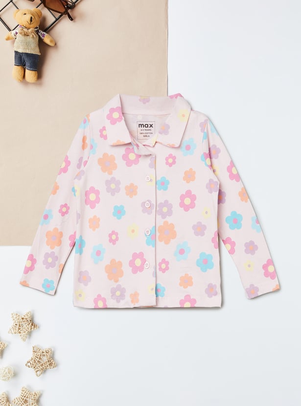 Girls Floral Print PJ Set