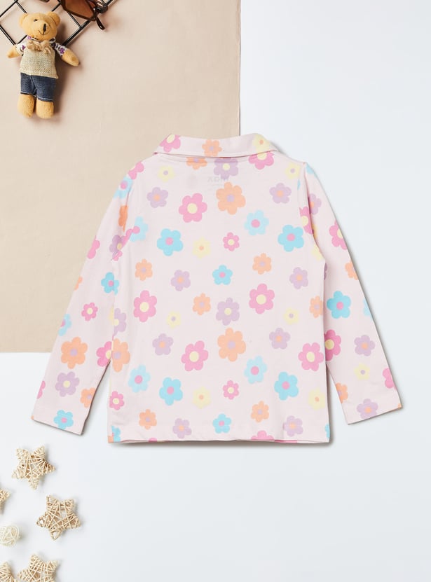 Girls Floral Print PJ Set