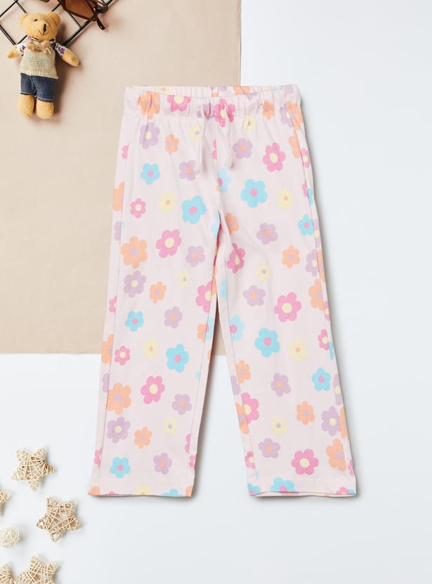 Girls Floral Print PJ Set