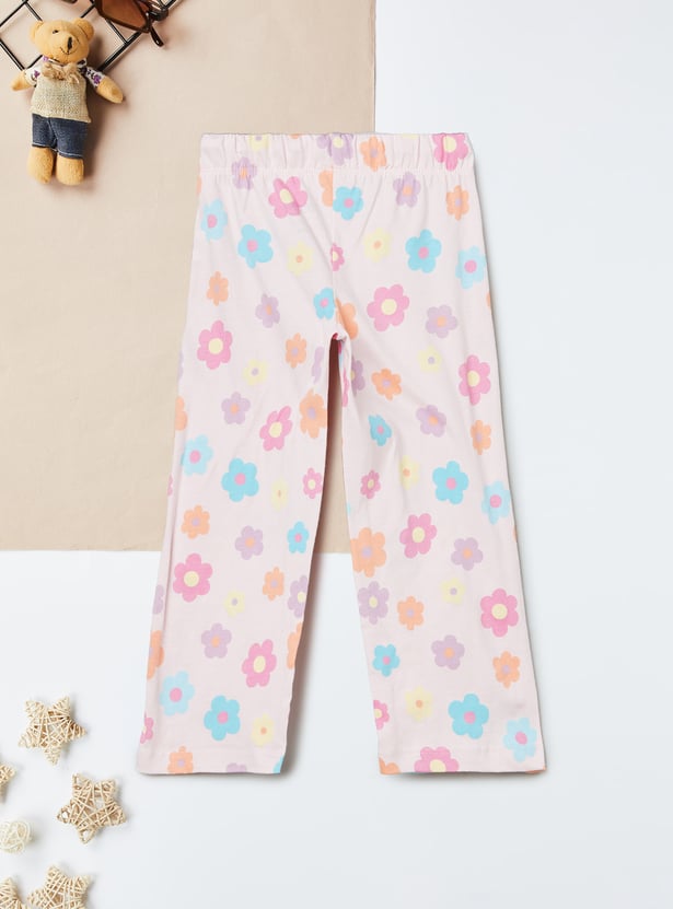 Girls Floral Print PJ Set