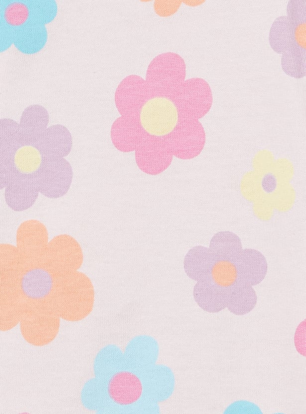 Girls Floral Print PJ Set