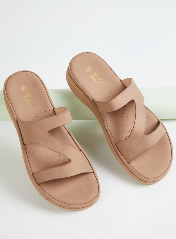 Women Solid Dual Strap Sandals