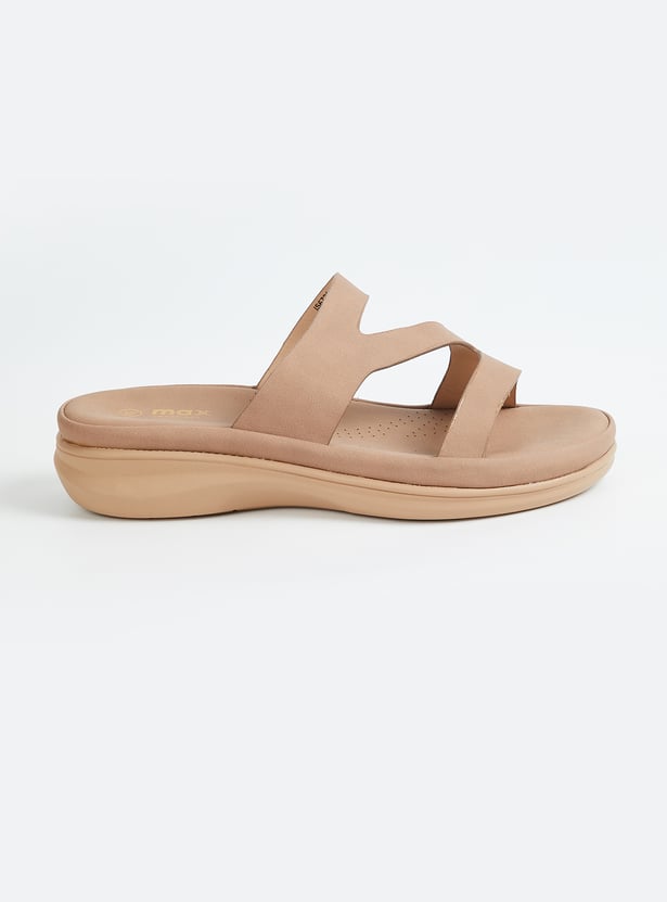 Women Solid Dual Strap Sandals