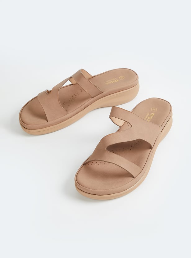 Women Solid Dual Strap Sandals