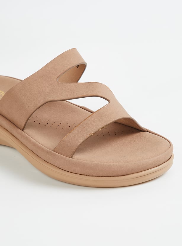 Women Solid Dual Strap Sandals