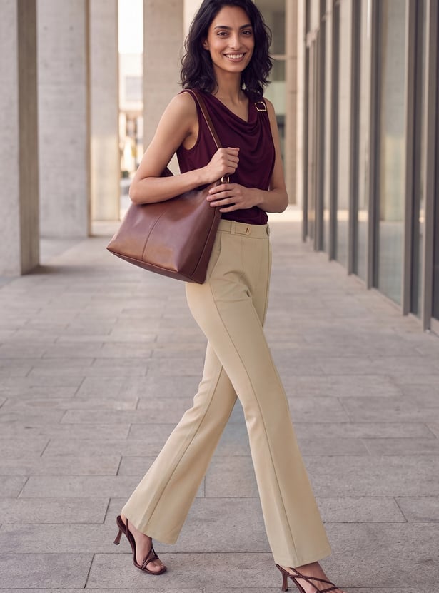 Women Solid Flared Trousers