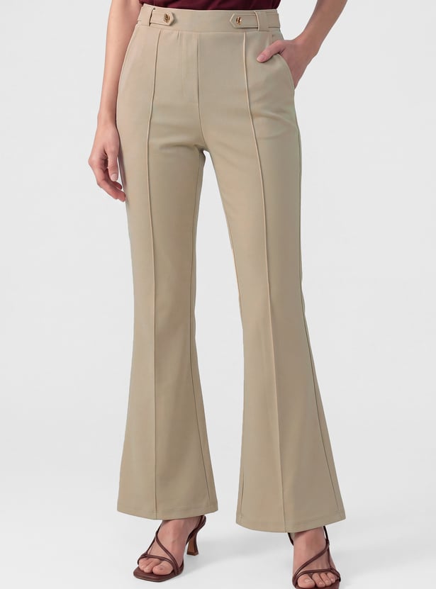Women Solid Flared Trousers