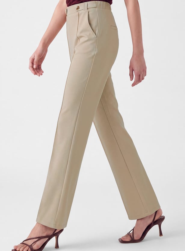 Women Solid Flared Trousers