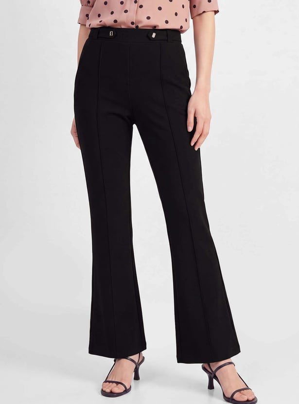 Women Solid Flared Trousers