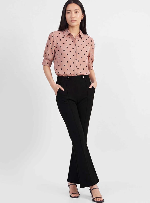 Women Solid Flared Trousers