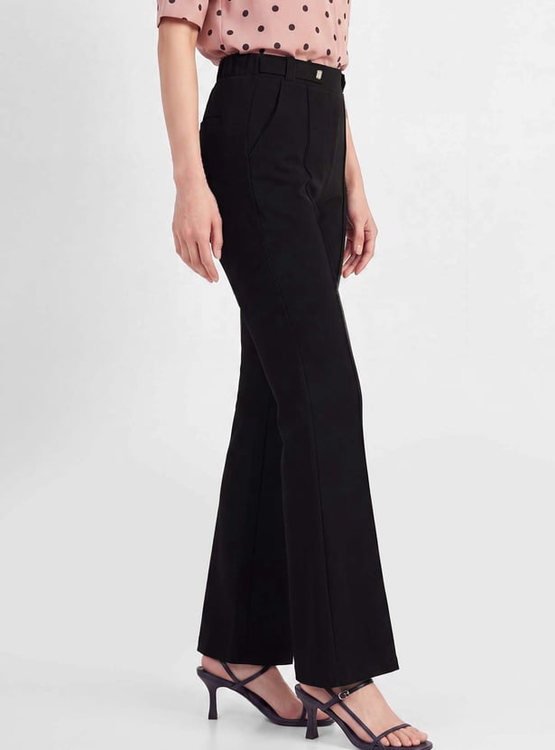 Women Solid Flared Trousers