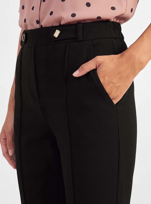 Women Solid Flared Trousers