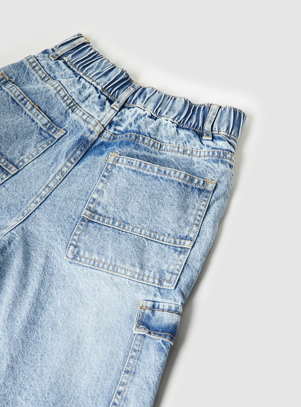 Boys Mid Washed Cargo Jeans