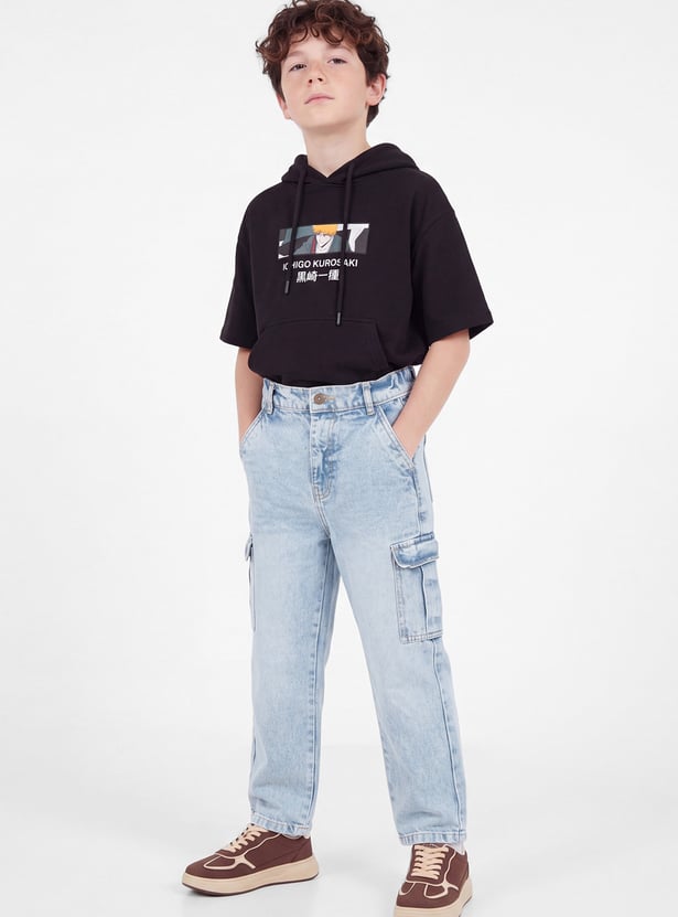 Boys Mid Washed Cargo Jeans