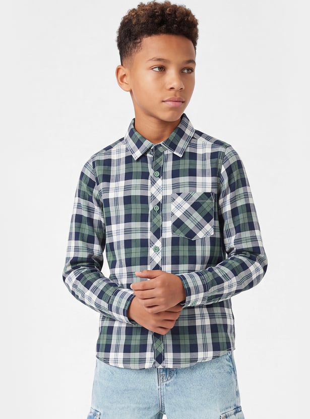Boys Checked Regular Fit Shirt
