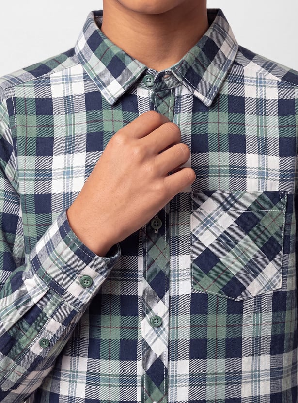Boys Checked Regular Fit Shirt