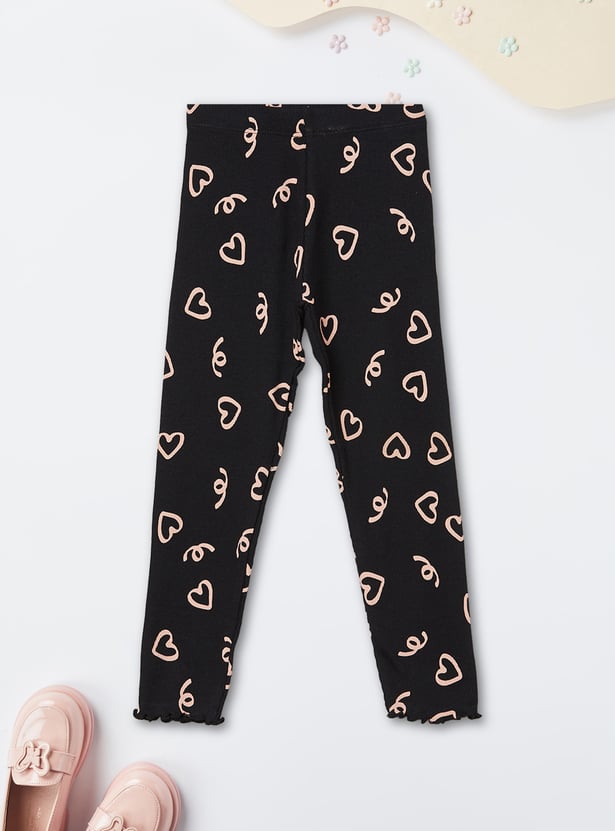 Girls Heart Print Leggings