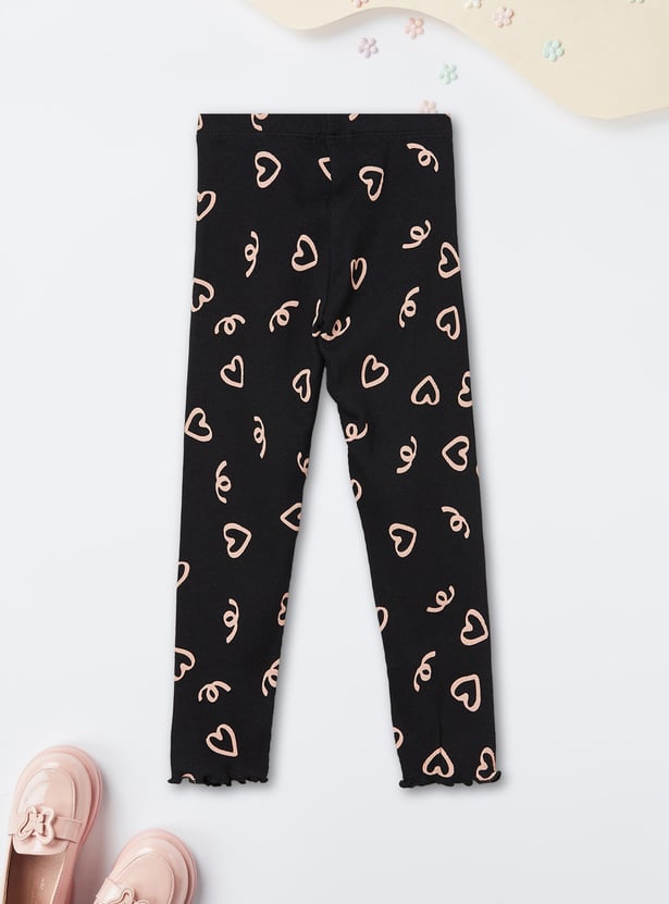 Girls Heart Print Leggings