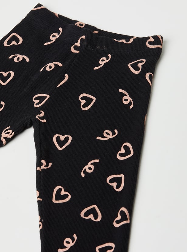 Girls Heart Print Leggings