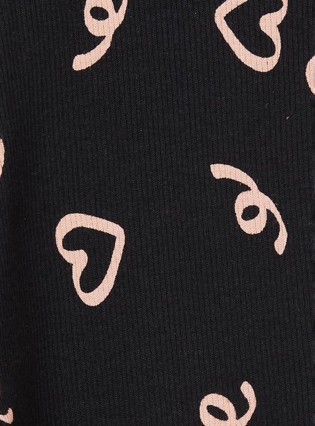 Girls Heart Print Leggings