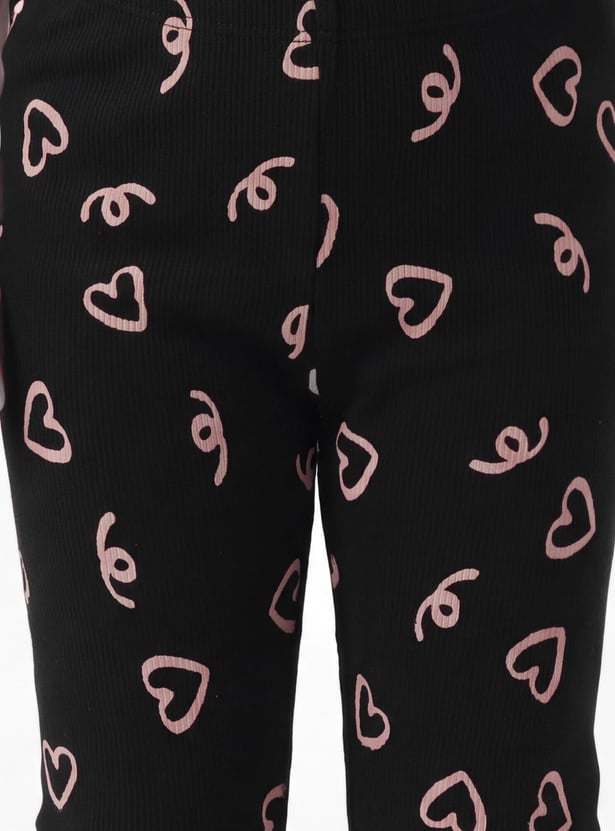 Girls Heart Print Leggings