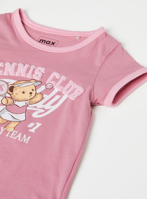 Girls Teddy Printed T-shirt