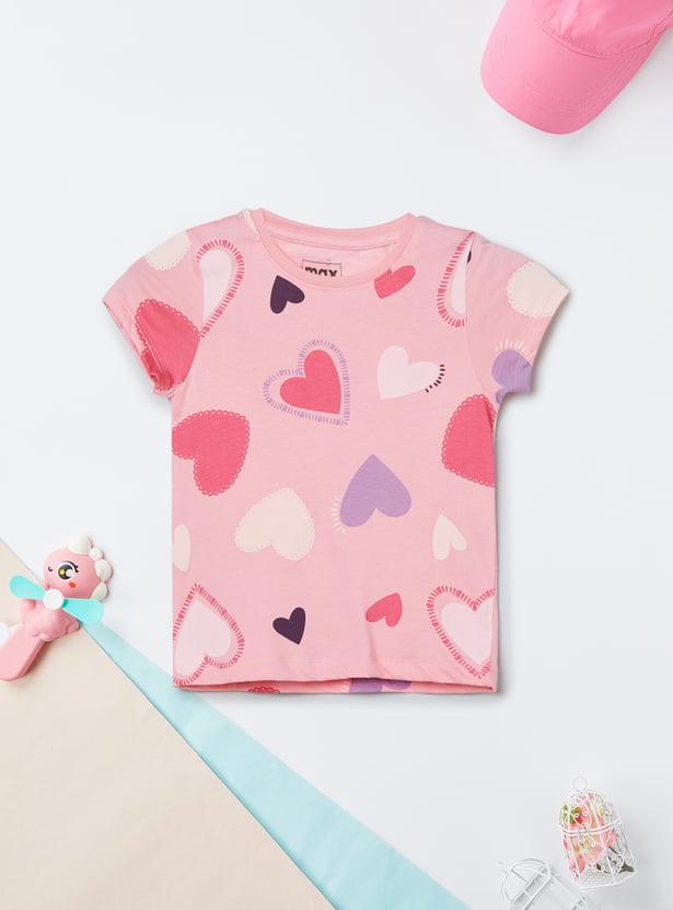 Girls Heart Printed T-shirt