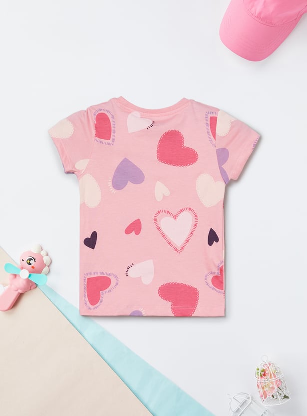 Girls Heart Printed T-shirt