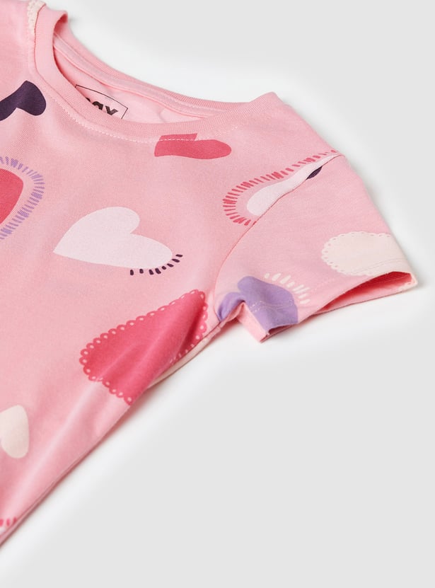 Girls Heart Printed T-shirt