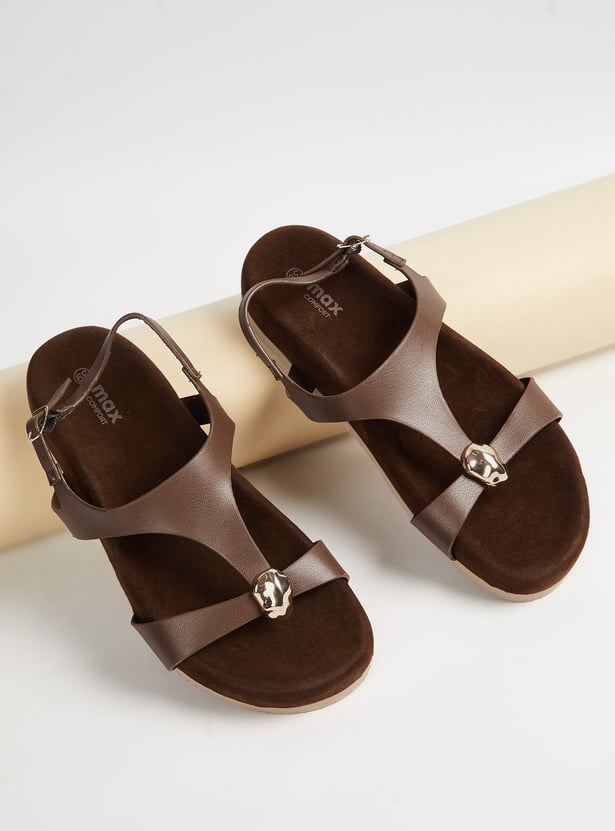 Women Solid T-strap Sandals