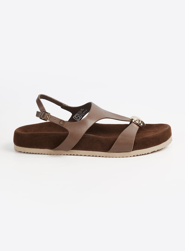 Women Solid T-strap Sandals